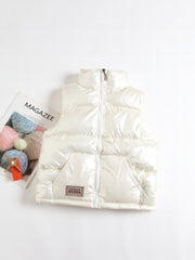 Kids Teens Metallic Heavy Weight Puffer Vest Windproof Padded Sleeveless Gilet
