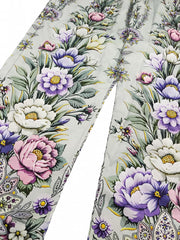 Boho Pants Women's Plus Floral Print Wide Leg Pants
