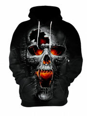 Men's Dark Skull Graphic Hoodie Active Slightly Stretch Breathable