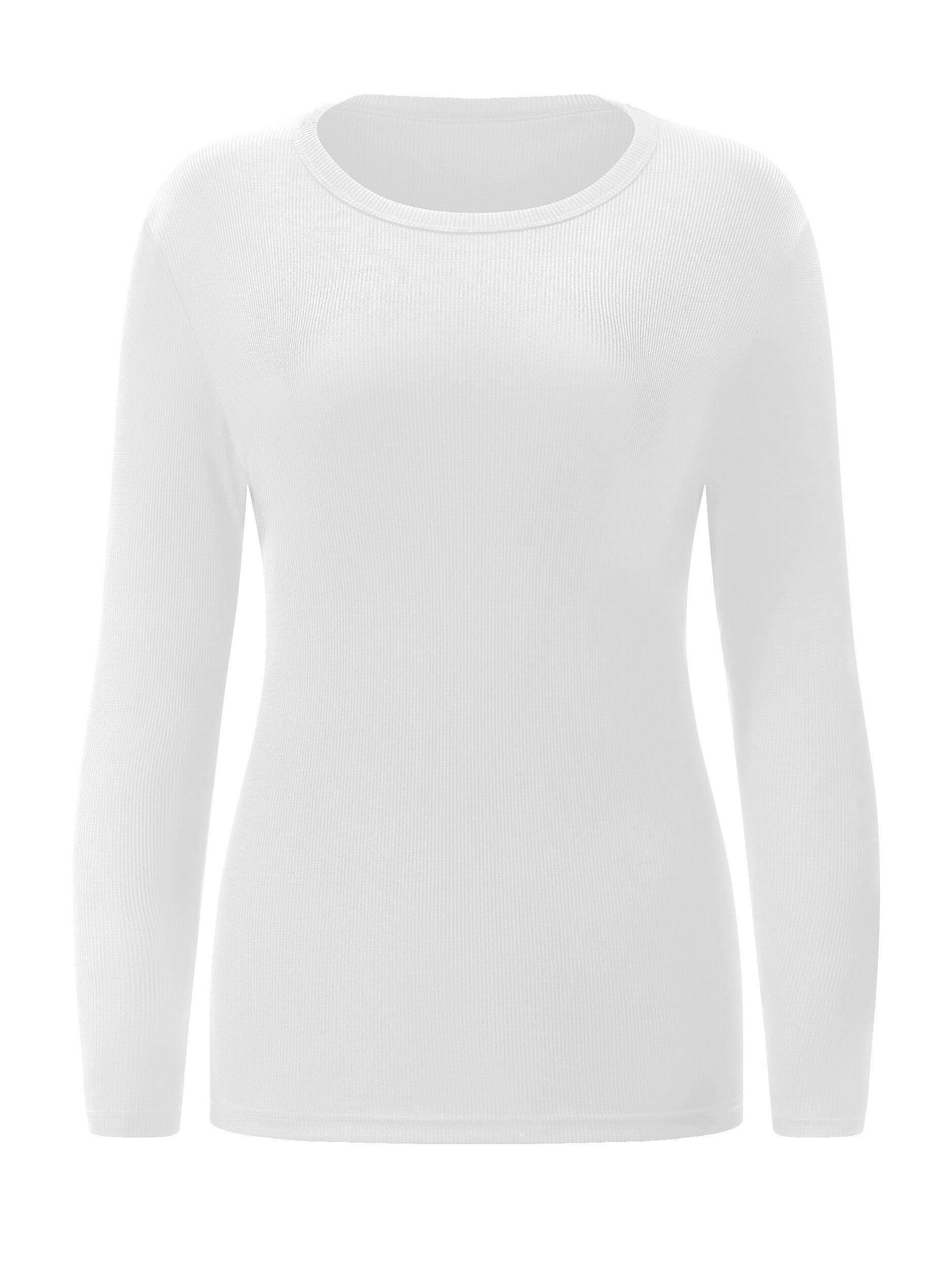 Ribbed Round Neck Long Sleeve T shirt for Women