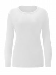 Ribbed Round Neck Long Sleeve T shirt for Women