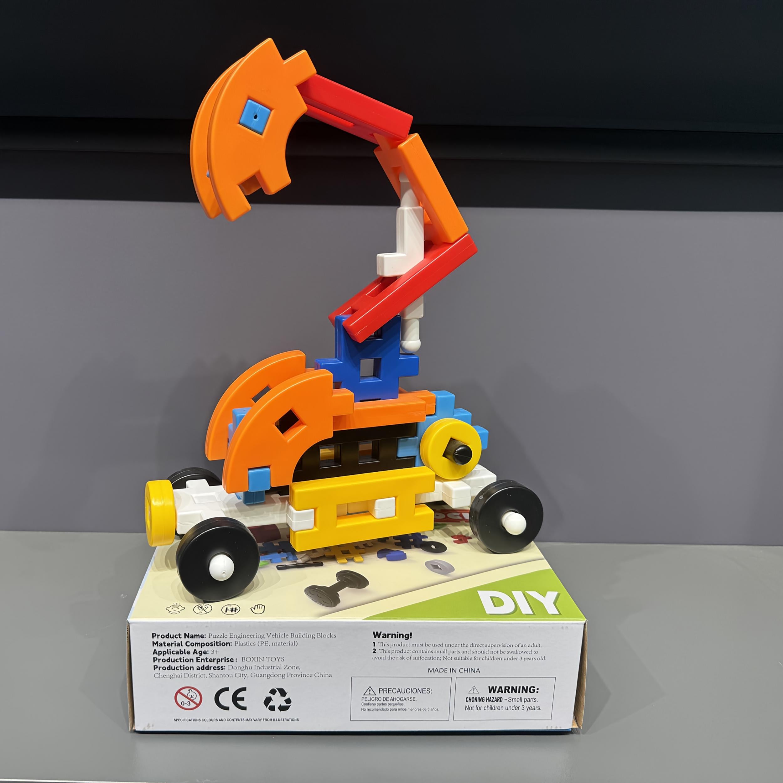 28pc Excavator Building Blocks Set for Kids, Durable ABS Material