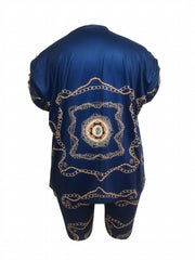Women's Plus Baroque Print Pin Detail Top & Shorts Set