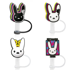 4pcs Rabbit Silicone Straw Tip Covers Cartoon Straw Stoppers For 6 8mm Straws