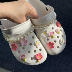 Peach Blossom Hole Shoes Accessories Pearl Necklace