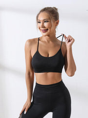 Criss Cross Straps Sports Top High Stretch Spaghetti Straps Fitness Crop Tank
