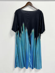 Ombre Print Short Sleeve V Neck Tee Dress