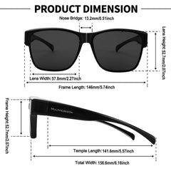 Oversized Polarized Square Fit Over Glasses Sunglasses UV 400 Protection