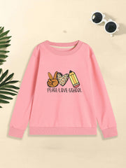 Girls' Leopard Pencil Graphic Sweatshirt Long Sleeve Round Neck Pullover