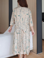 Floral Print Cami Dress & Open Front Robe Nightgown Set