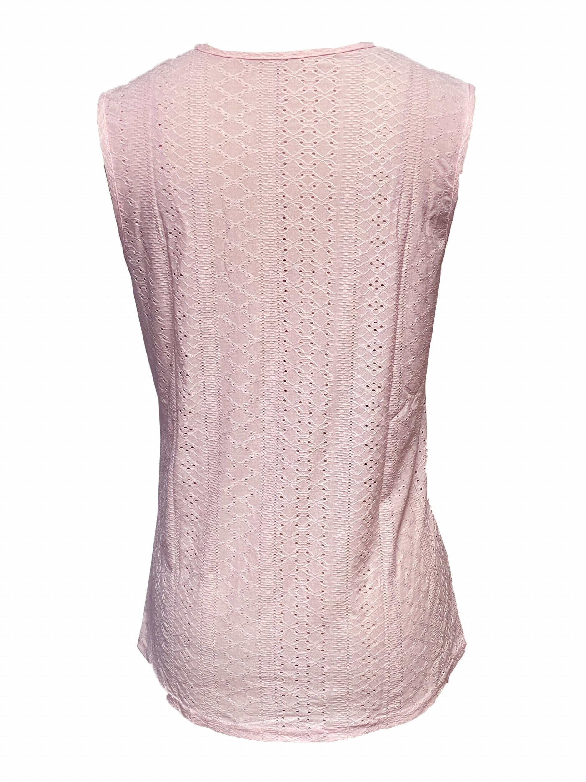 Eyelet Keyhole Tank Top Solid Sleeveless Summer Top