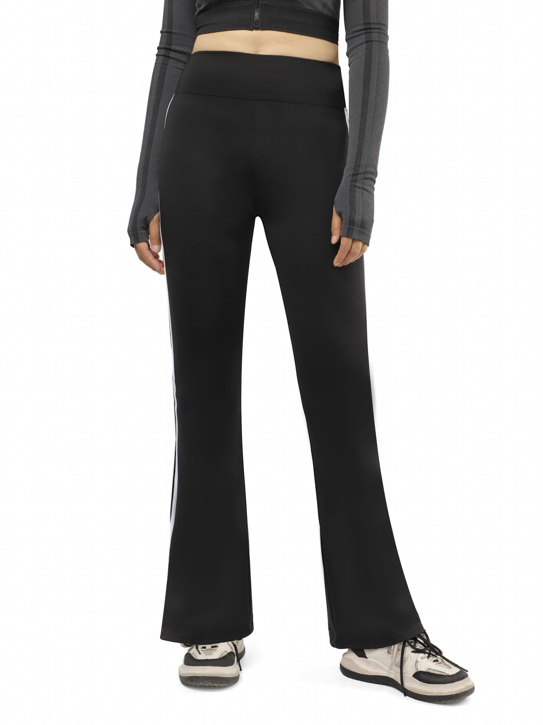 High Waist Side Striped Flare Yoga Pants Soft Stretch Tummy Control