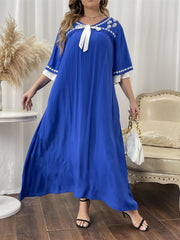 Floral Embroidered Half Sleeve Maxi Dress Ethnic Long Dress