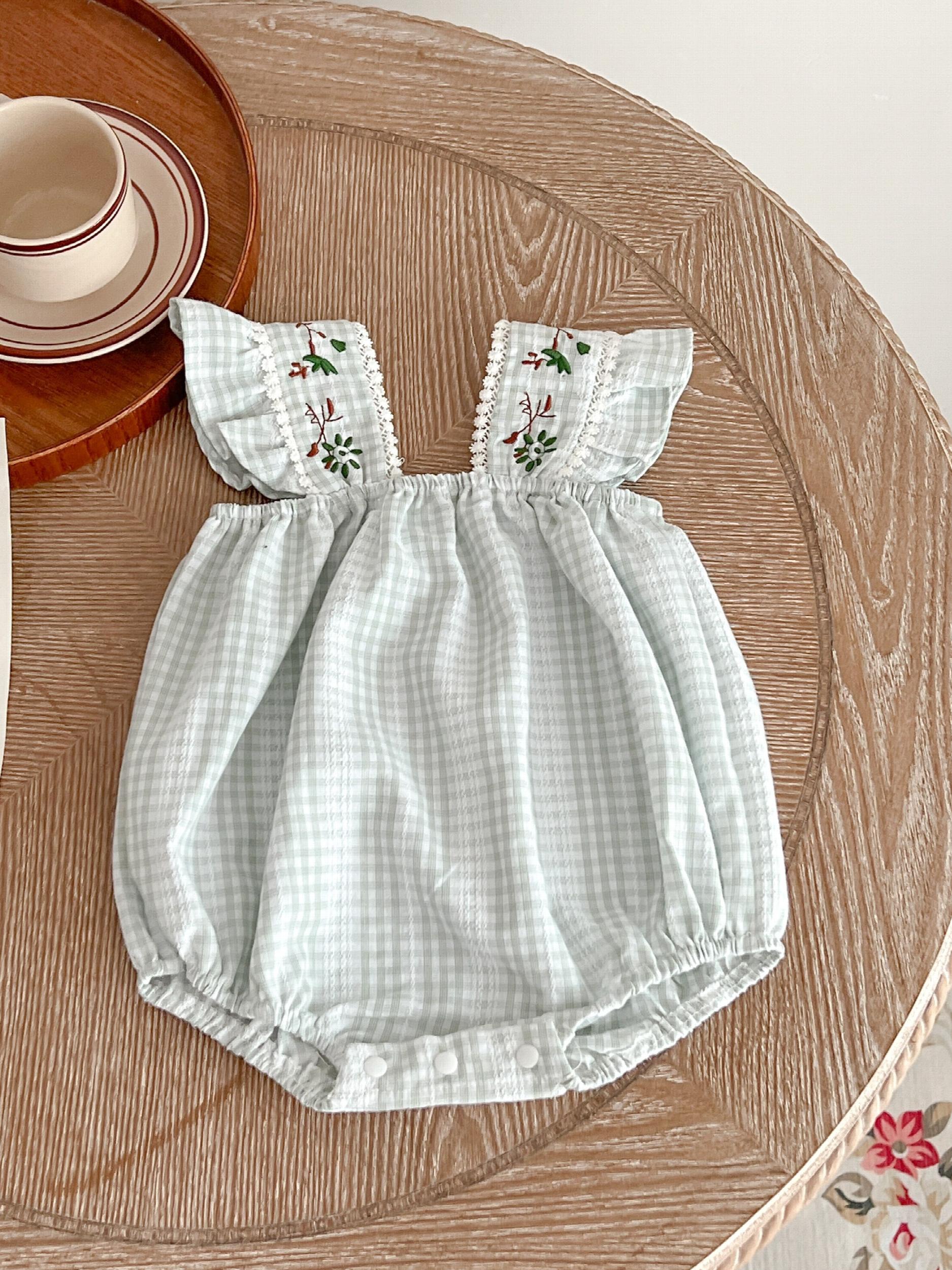 Plaid Sleeveless Onesie for Baby Girls