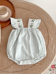 Plaid Sleeveless Onesie for Baby Girls