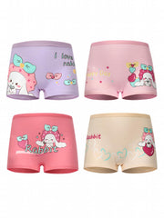 4pcs Girls Animal Boxer Briefs Soft Breathable Kids Underwear