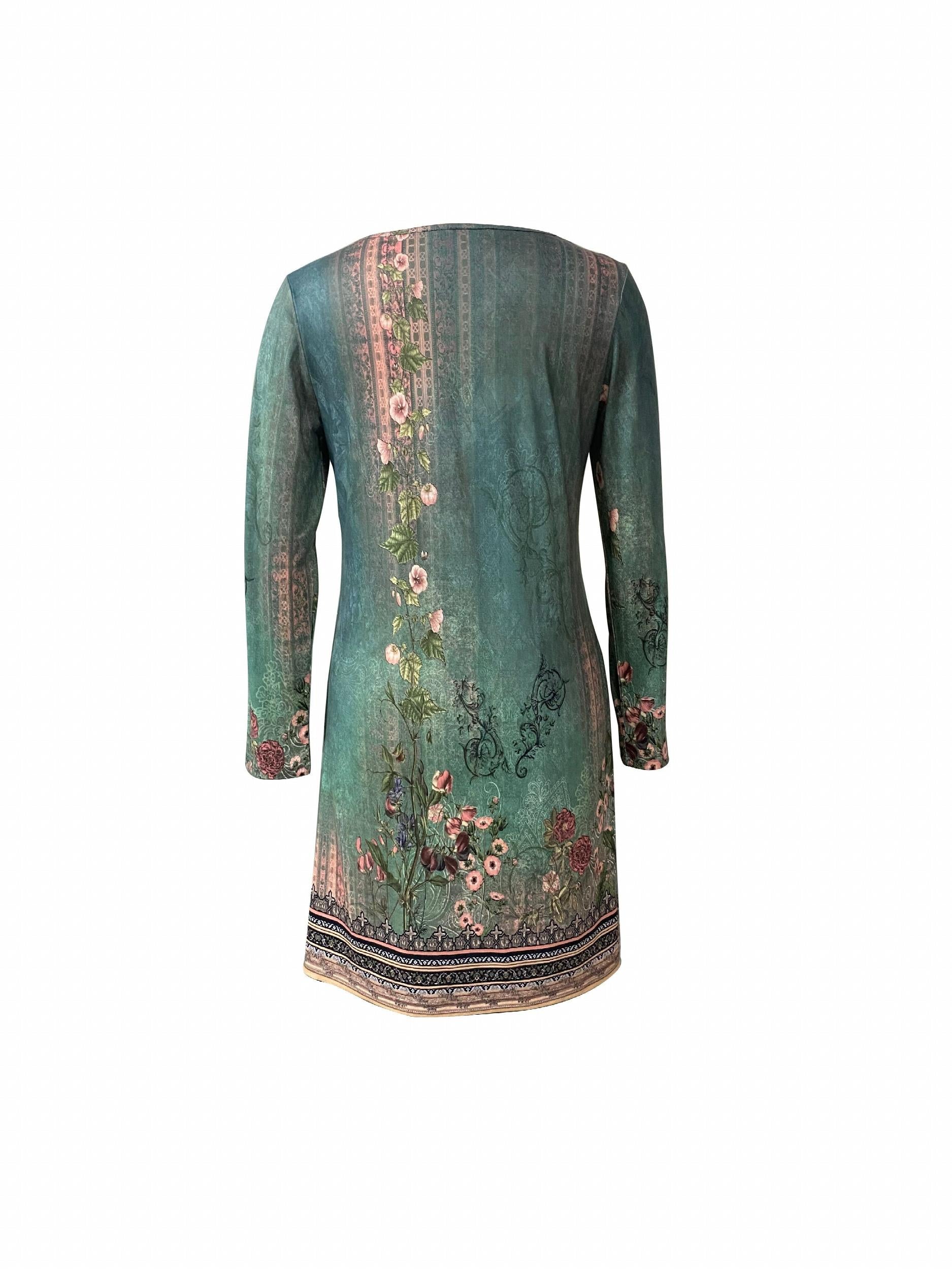 Vintage Floral Print Long Sleeve Dress