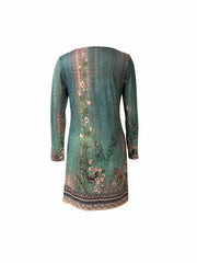 Vintage Floral Print Long Sleeve Dress