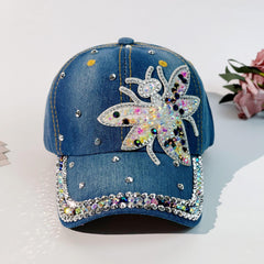 Y2K Butterfly Patch Denim Baseball Cap Rhinestone Decor