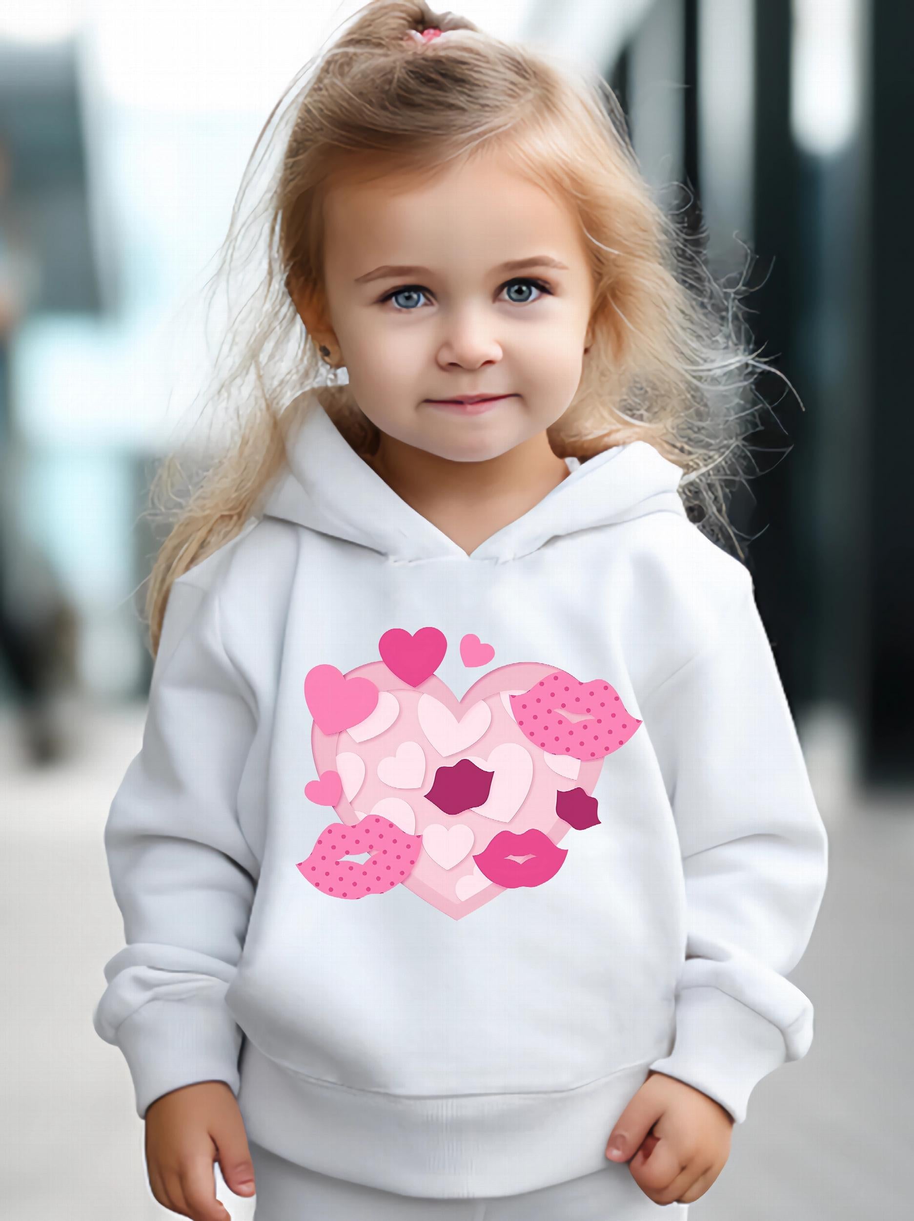 2pcs Heart & Kisses Hoodies Pants Set for Girls