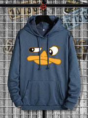 Men's Cartoon Print Hoodie Mid Stretch Hooded Sweatshirt