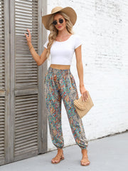 Paisley Print Smocked Waist Harem Pants Boho Pants