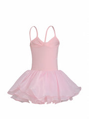 Girls Bow Tutu Patchwork Cami Dress Ballet Dance Leotard