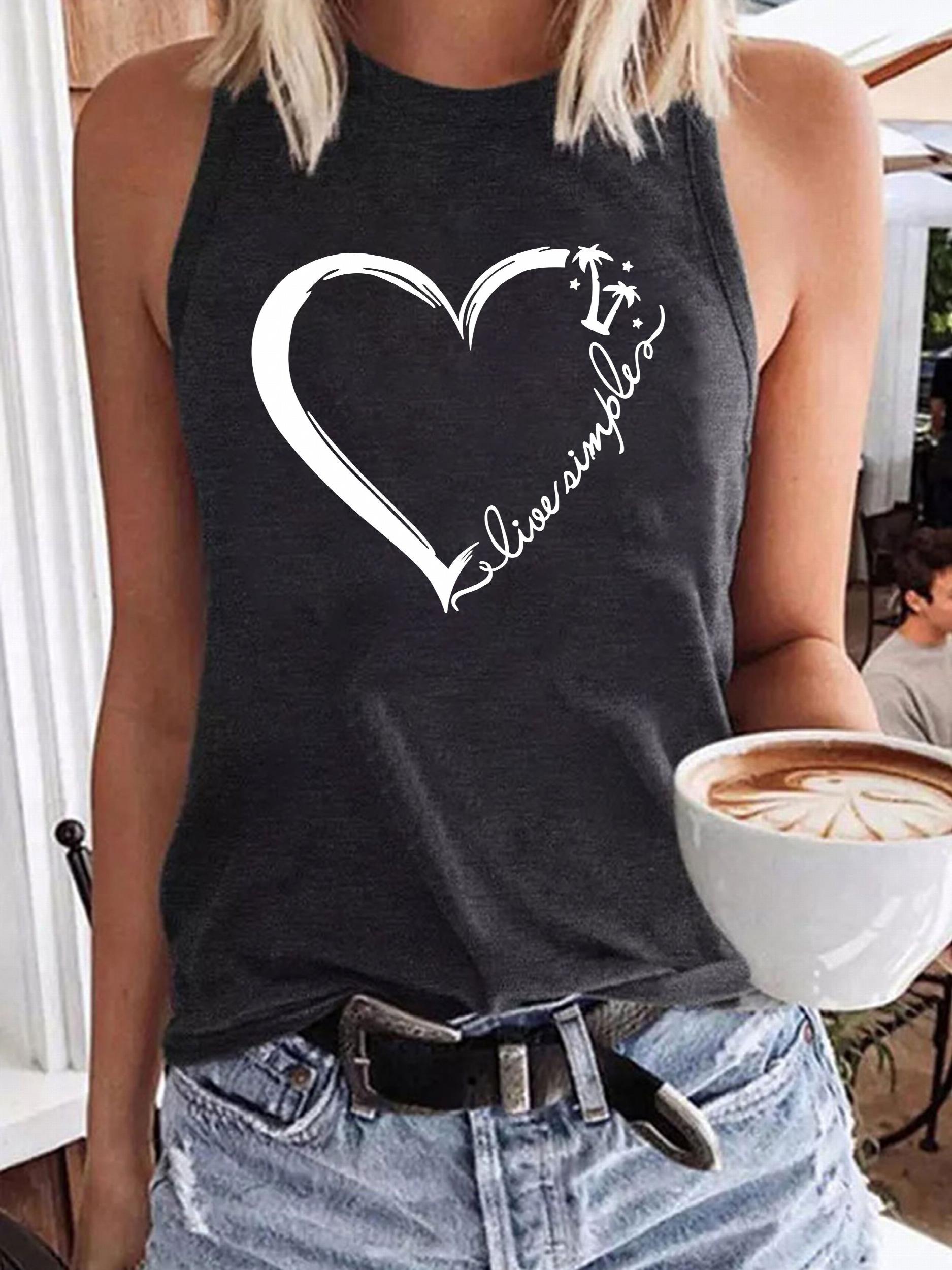 Heart Print Gradient Tank Top Sleeveless Summer Tank Top