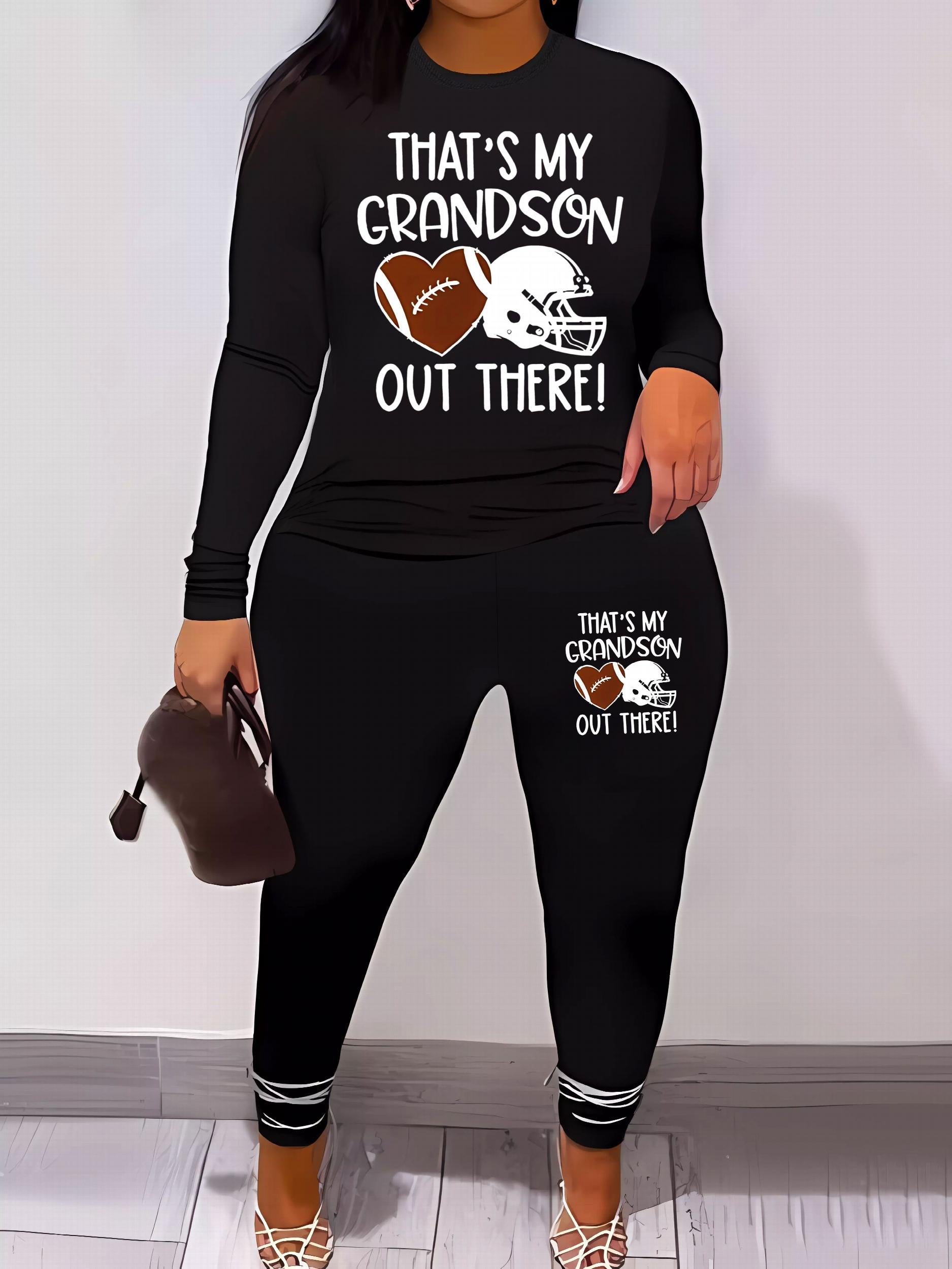 Slogan Print Top & Leggings Set