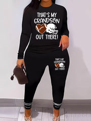 Slogan Print Top & Leggings Set