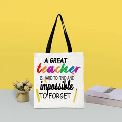 Stylish Letters Print Canvas Bag Lightweight Shoulder Bag For Teacher's