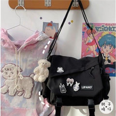 Anime Cartoon Shoulder Bag for School Teens Canvas Hip Hop