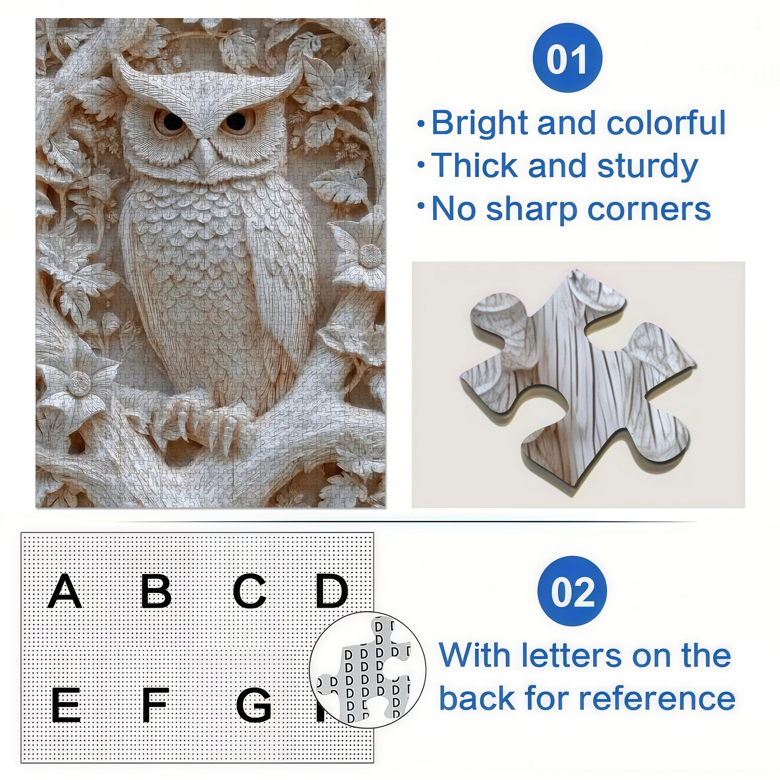 3D Embossed Owl Paper Puzzle Toy Forest Scene with Flowers & Birds