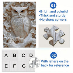 3D Embossed Owl Paper Puzzle Toy Forest Scene with Flowers & Birds