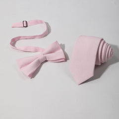 Men's Solid Necktie Bow Tie Set For Business Wedding Party Wear