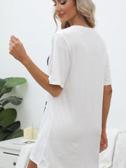Letter Print NightDress Short Sleeve Pajama Dress
