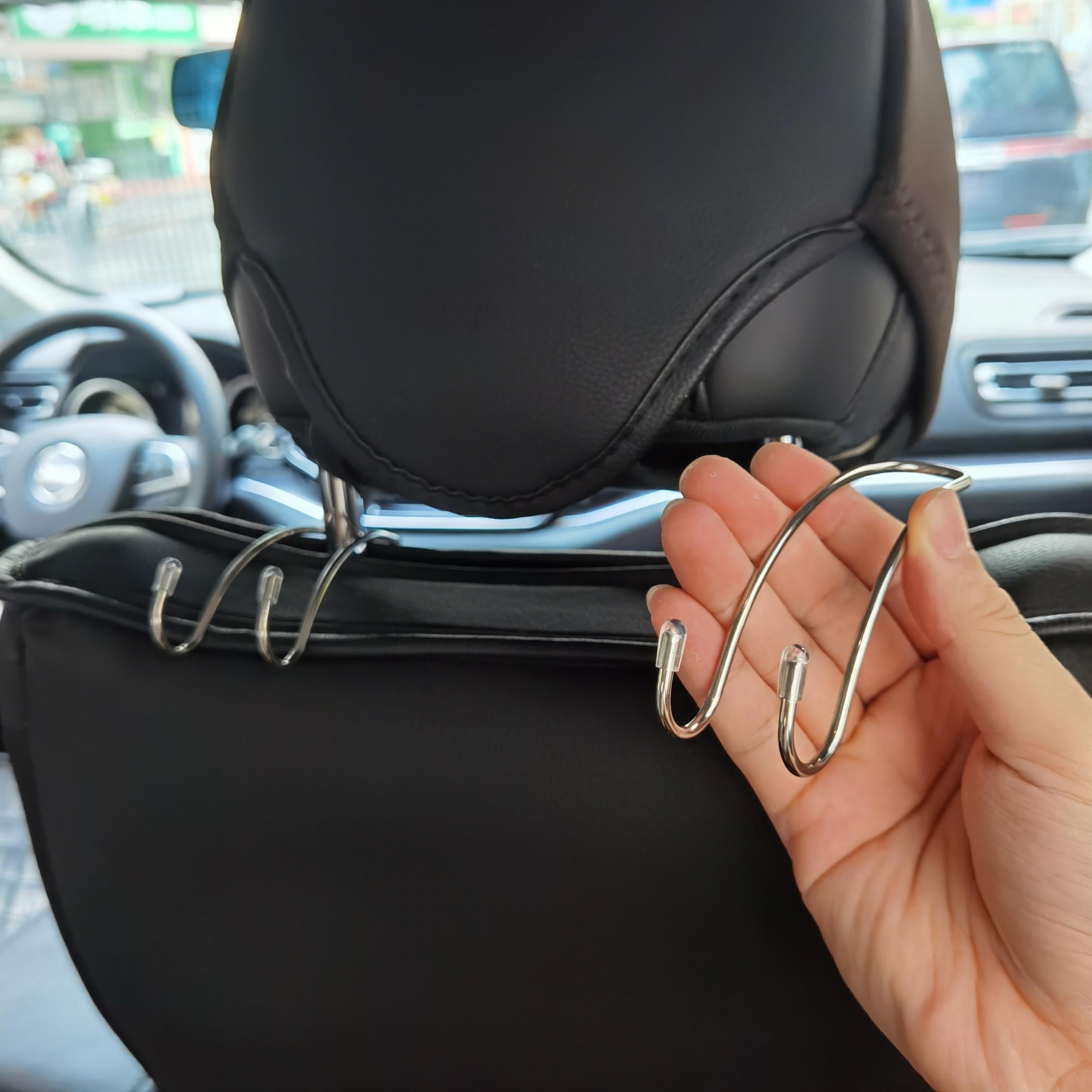 2pcs Car Seat Headrest Hooks Stainless Steel U Type Car Organizer