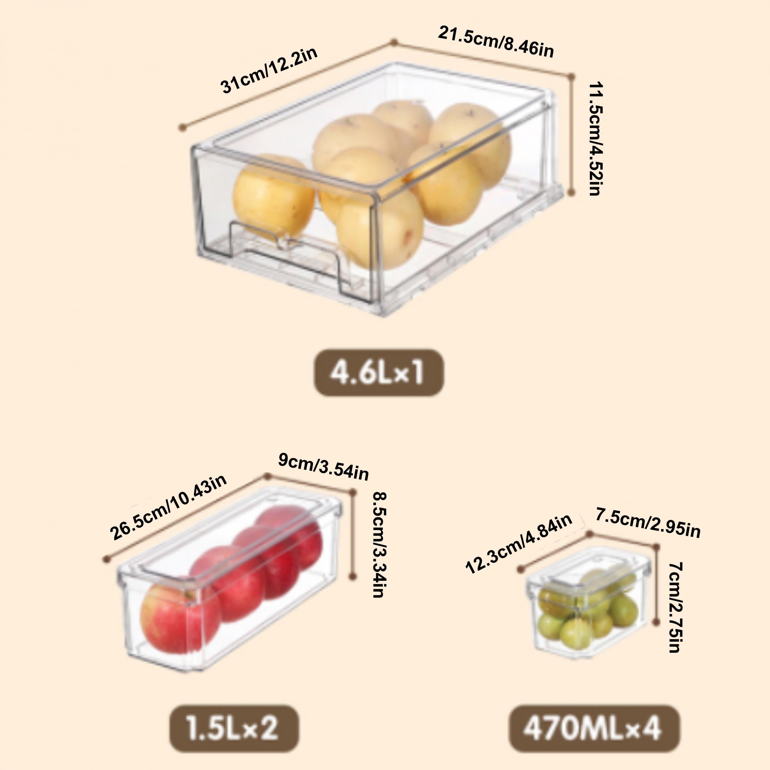 7pcs Refrigerator Storage Box - Kitchen Freezer Fresh keeping Box