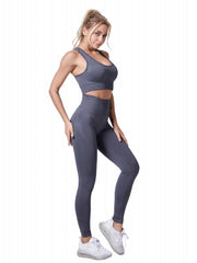 2pc Seamless Workout Set Crop Tank Top Sports Bra & Leggings Women's Activewear