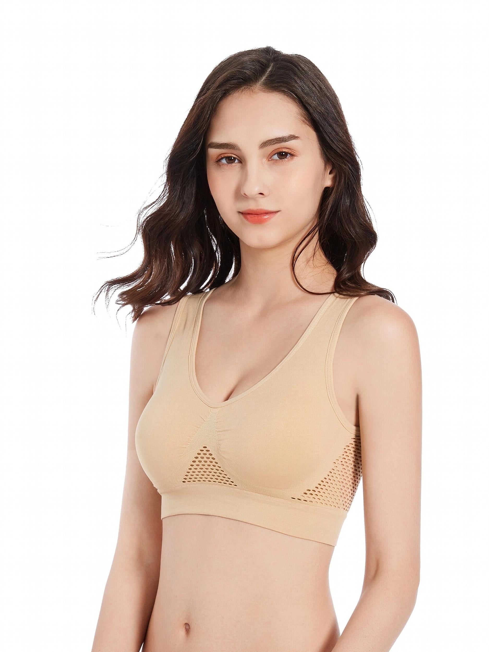 3pcs Wireless Sports Bras Hollow Out Breathable Running Yoga