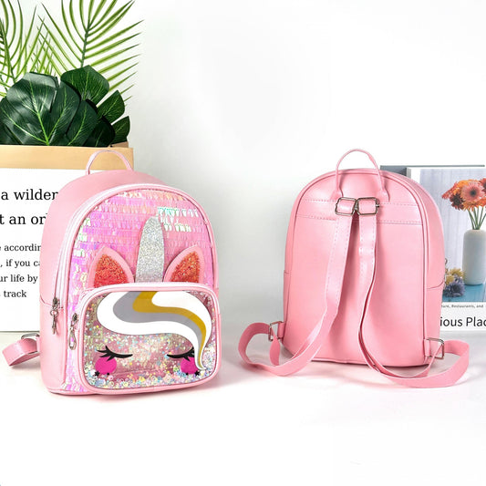 Unicorn Sequin Backpack for Girls, Colorful Princess Bag for Kindergarten
