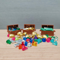 Deluxe Treasure Chest Building Blocks Set with Golden and Silver Gems