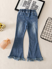 Girls Flared Tassel Jeans Denim Pants for Summer Kids