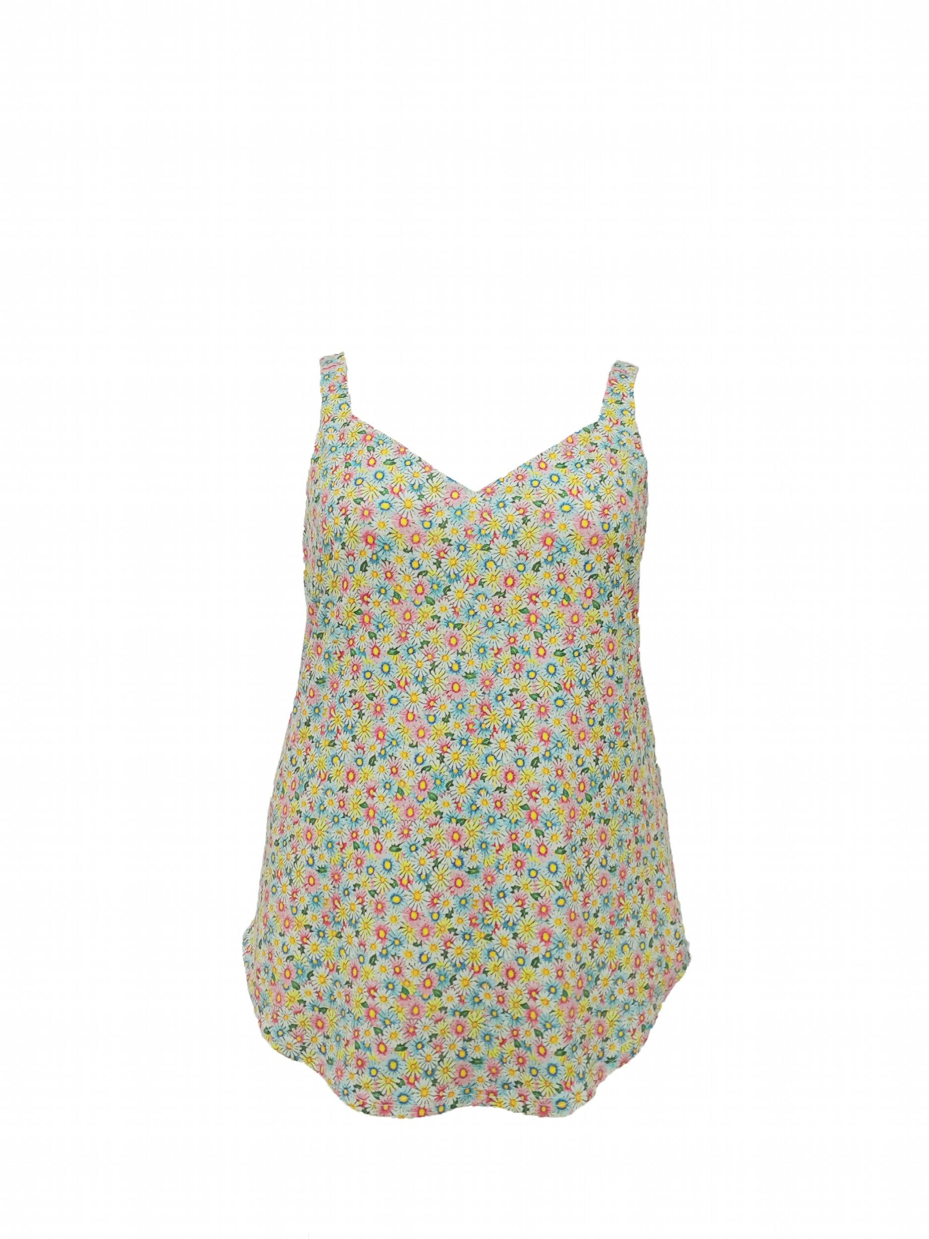 Boho Cami Top Paisley Print V Neck Stretch Cami Top