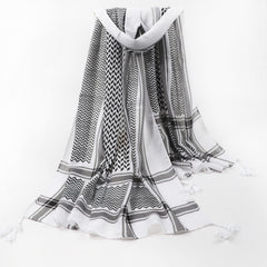 Men's Grey Striped Folding Line Scarf Headscarf