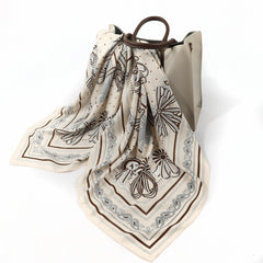 Vintage Chain Print Square Scarf Silk Bandana Satin Shawl Classic Head Wraps