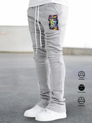 Graphic Print Comfy Flared Trousers Men s Casual Stretch Hip Hop Style Joggers
