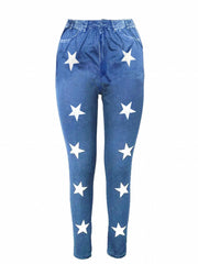 Star Print Skinny Leggings Stretchy Women's Clothing
