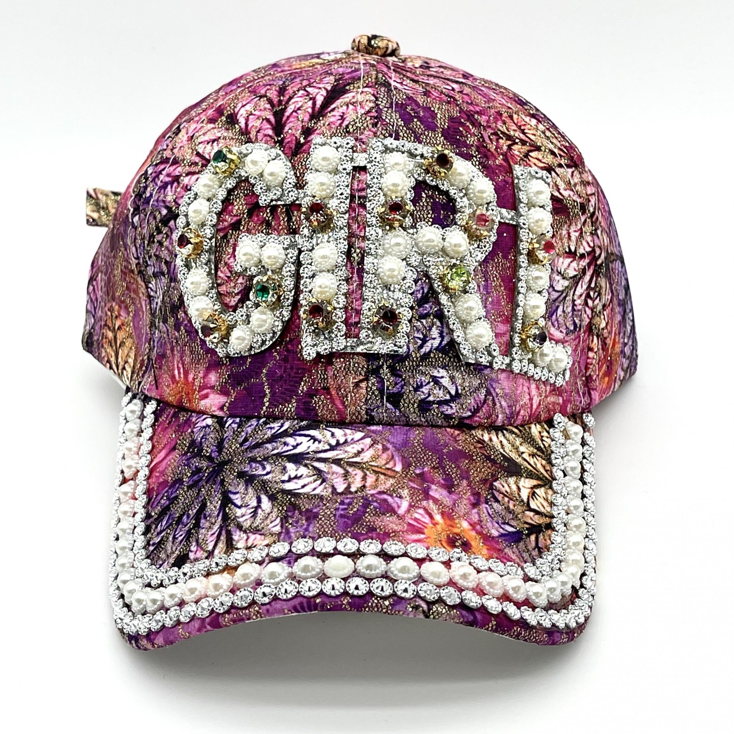 GIRL STAR Baseball Cap Faux Pearl Rhinestone Decor Sun Hat