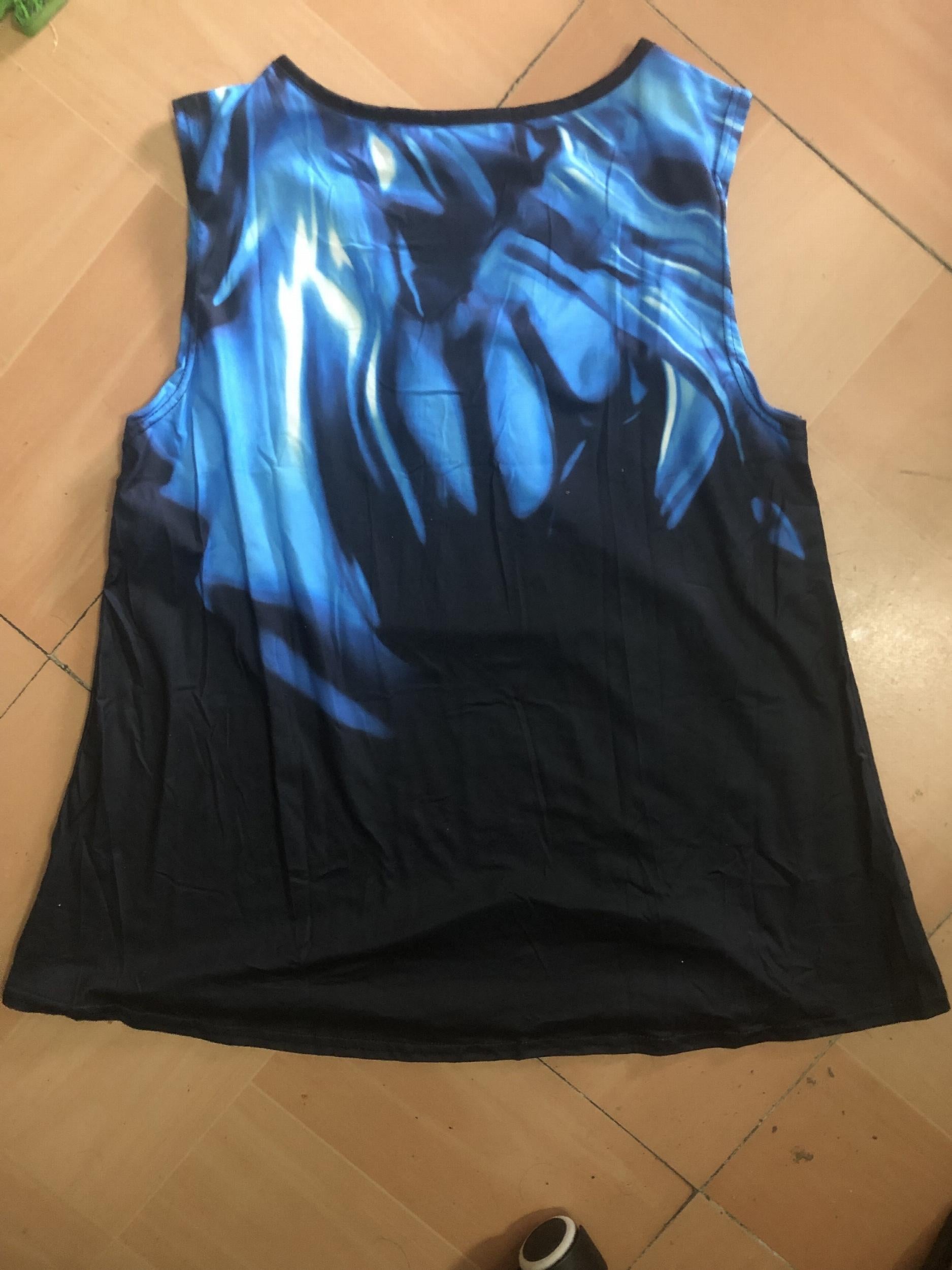 Ombre Button Notched Neck Tank Top
